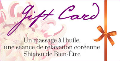 Bon cadeau pour un massage shiatsu ou à l'huile